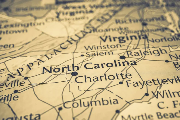 Carolina Del Nord Sulla Mappa Stati Uniti — Foto Stock