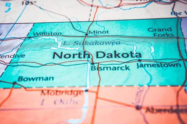 Dakota Del Nord Sulla Mappa Usa — Foto Stock