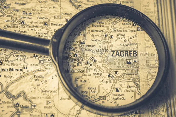 Zagreb Mapa Europa —  Fotos de Stock