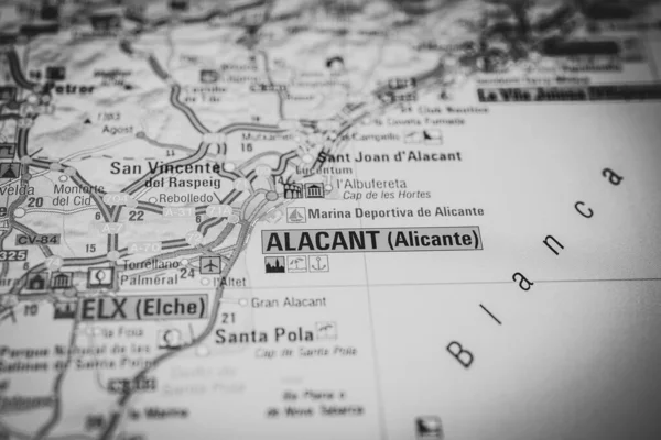 Alacant Sulla Mappa Europa — Foto Stock