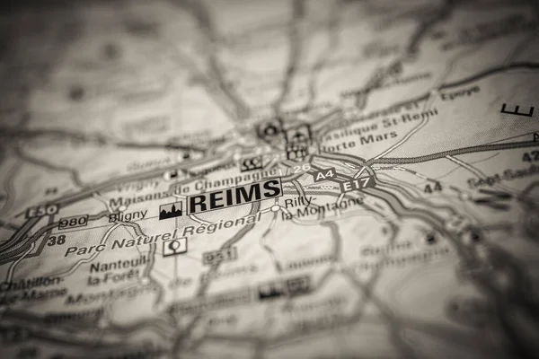Reims Sulla Mappa Europa — Foto Stock