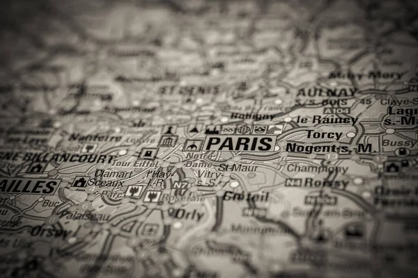 Paris Mapa Europa Fundo — Fotografia de Stock