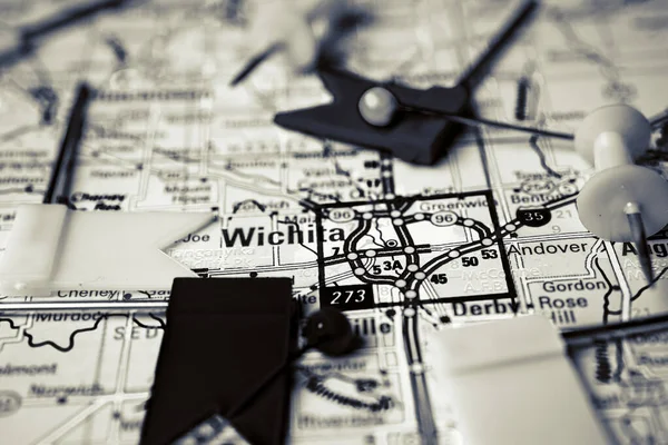 Wichita Mapa Dos Eua — Fotografia de Stock