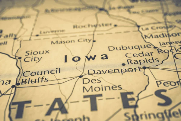 Iowa Sulla Mappa Degli Stati Uniti — Foto Stock