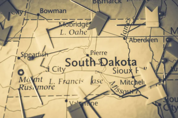 Dakota Del Sud Sulla Mappa Usa — Foto Stock