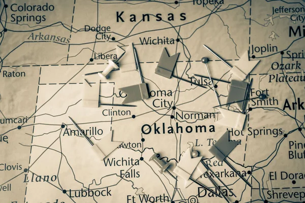 Oklahoma Mapa Estados Unidos —  Fotos de Stock