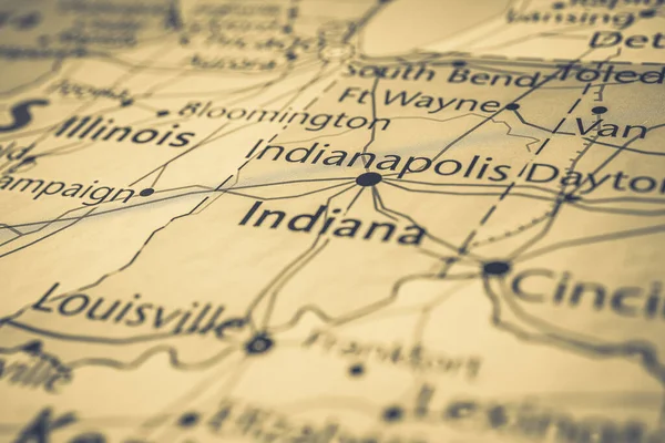 Estado Indiana Mapa Dos Eua — Fotografia de Stock