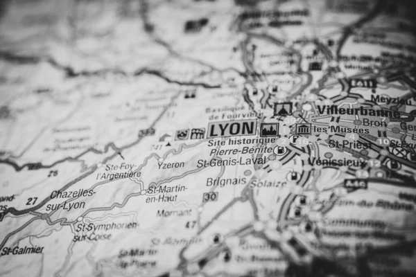 Avrupa Haritasında Lyon — Stok fotoğraf