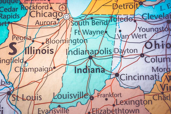 Indiana Stát Mapě Usa — Stock fotografie