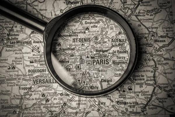 Paris on map of Europe background