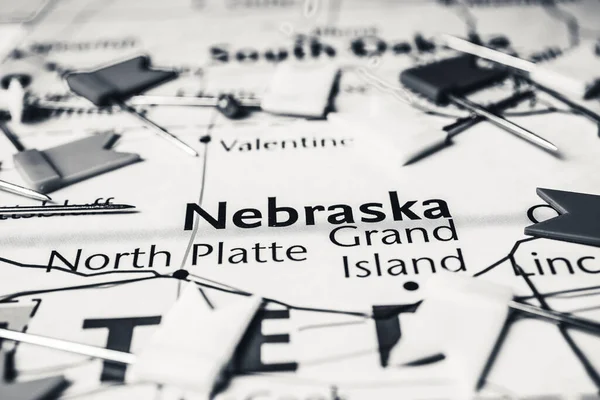 Nebraska Auf Der Karte Der Usa — Stockfoto