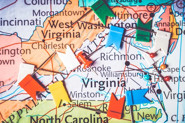 Virginia Mapa Estados Unidos —  Fotos de Stock