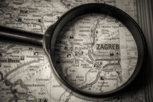 Zagreb Mapa Europa — Foto de Stock