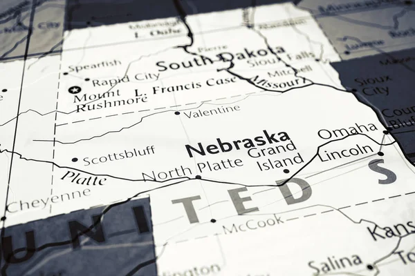 Nebraska Kaart Van — Stockfoto