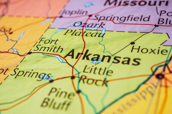 Arkansas Usa Térképen — Stock Fotó