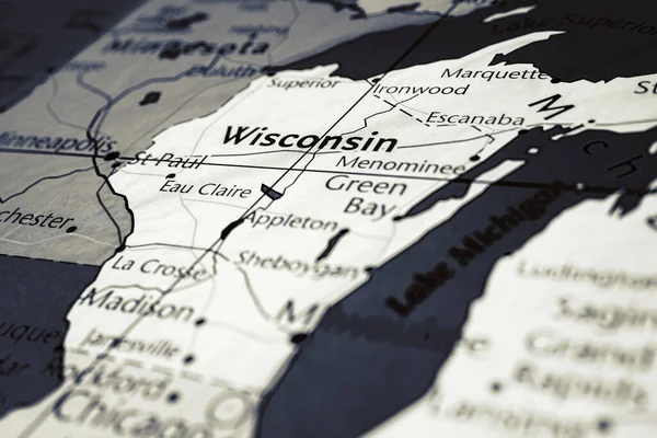 Wisconsin Abd Haritasında — Stok fotoğraf