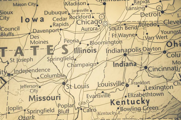 Illinois Stato Sulla Mappa Degli Stati Uniti — Foto Stock