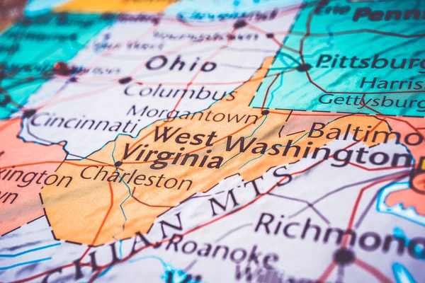 Západní Virginie Mapě Usa — Stock fotografie