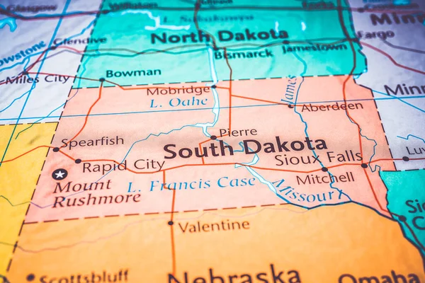 Dakota Sul Mapa Dos Eua — Fotografia de Stock