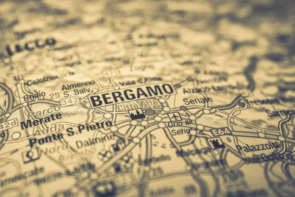 Bergamo Sulla Mappa Europa — Foto Stock