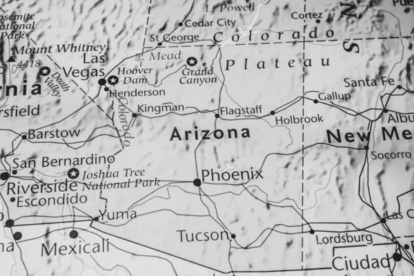 美国地图上的亚利桑那州 — 图库照片