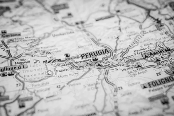 Perugia Mapa Europa — Foto de Stock