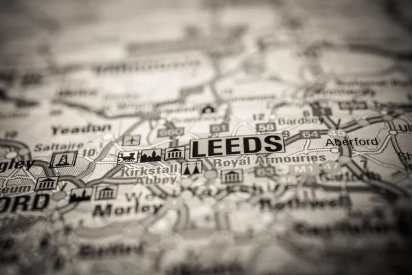 Leeds Mapa Europa — Fotografia de Stock