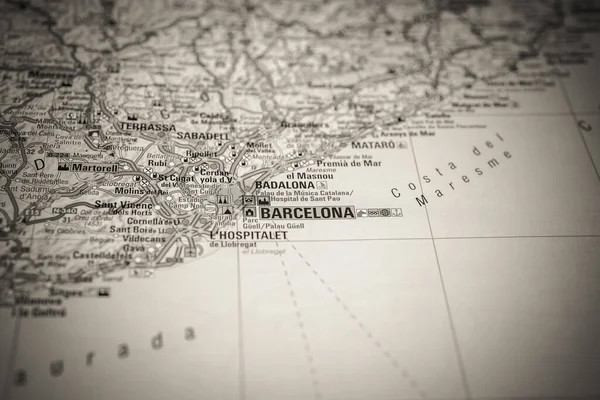 Barcelona Mapa Europa — Foto de Stock