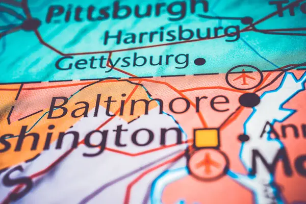 Baltimore Mapě Usa — Stock fotografie