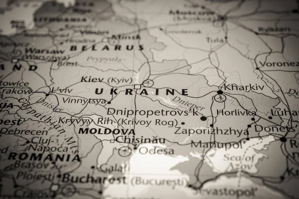 Ukraine Sur Carte Politique Europe — Photo