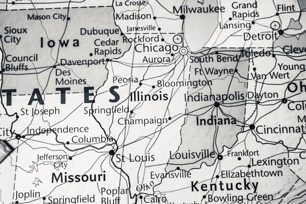 Illinois Stato Sulla Mappa Degli Stati Uniti — Foto Stock