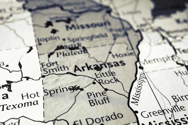 Arkansas on the map of USA