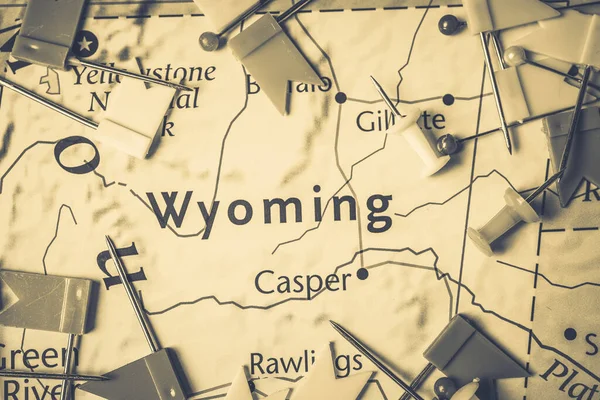 Wyoming Auf Der Karte Der Usa — Stockfoto