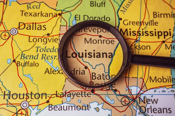 Stato Della Louisiana Sulla Mappa Stati Uniti — Foto Stock