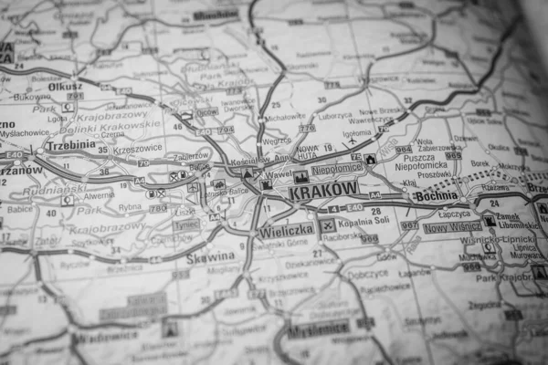 Cracovia Mapa Europa — Foto de Stock