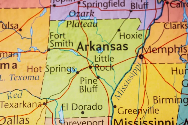 Arkansas Mapa Estados Unidos — Foto de Stock