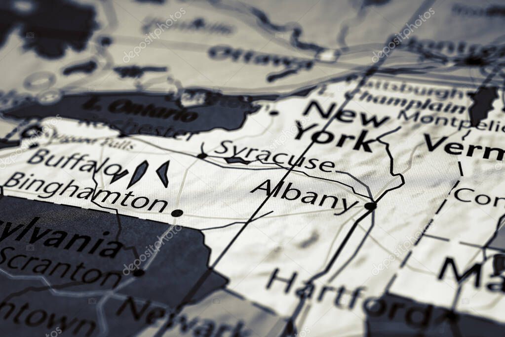 New York state on the USA map