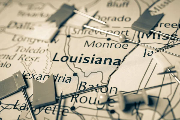美国地图上的路易斯安那州 — 图库照片