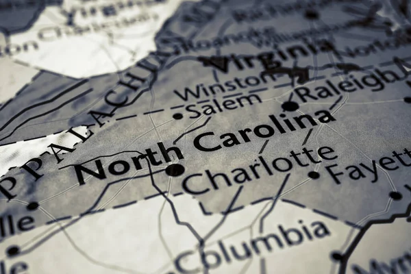 Carolina Del Nord Sulla Mappa Stati Uniti — Foto Stock