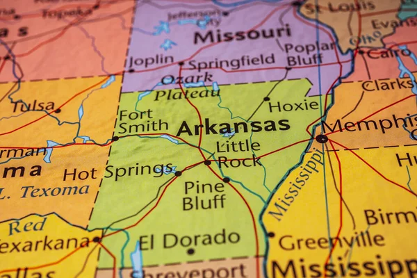 Arkansas on the map of USA