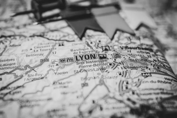 Lyon Mapa Europa — Foto de Stock