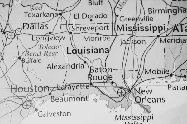 Πολιτεία Της Λουιζιάνα Στο Χάρτη Των Ηπα — Φωτογραφία Αρχείου