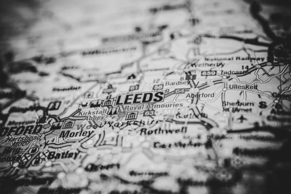 Leeds Mapa Europa — Fotografia de Stock