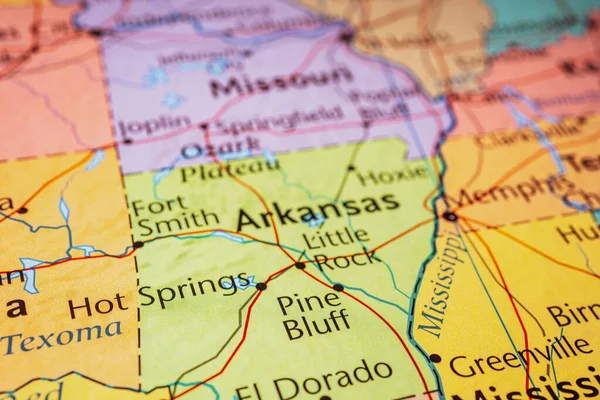 Arkansas Mapě Usa — Stock fotografie