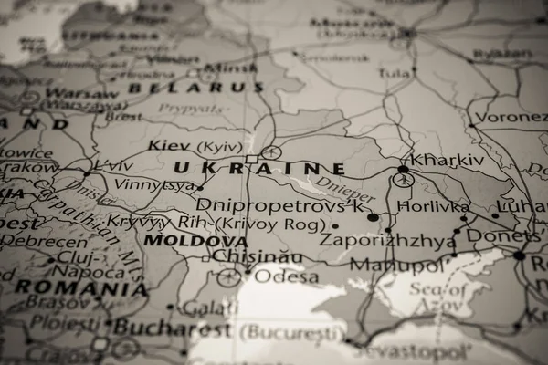 Ukraine Sur Carte Politique Europe — Photo