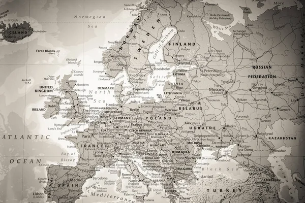 Wysoka Szczegółowa Mapa Polityczna Europy — Zdjęcie stockowe