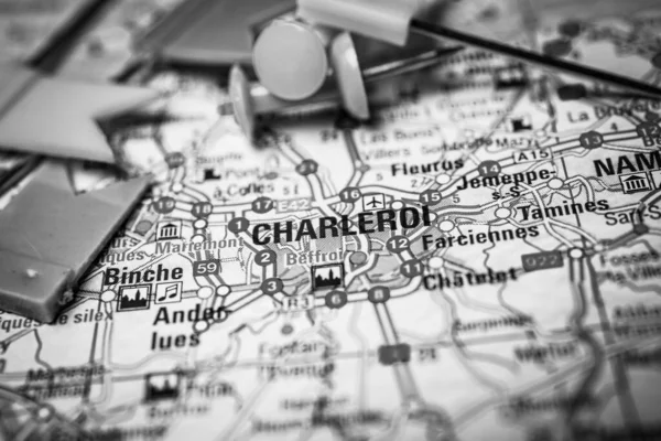 欧洲地图上的Charleroi — 图库照片