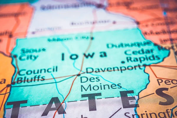 Iowa Sulla Mappa Degli Stati Uniti — Foto Stock