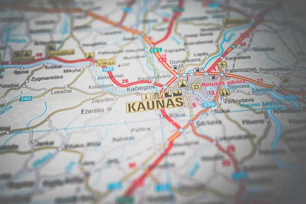 Kaunas Sur Carte Europe — Photo