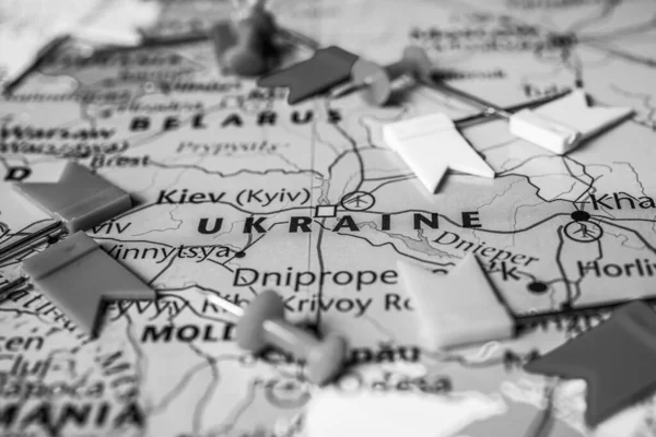 Ukraine Sur Carte Politique Europe — Photo